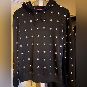 Alexander McQueen Black Designer Men's Hoodie with White Pattern Small